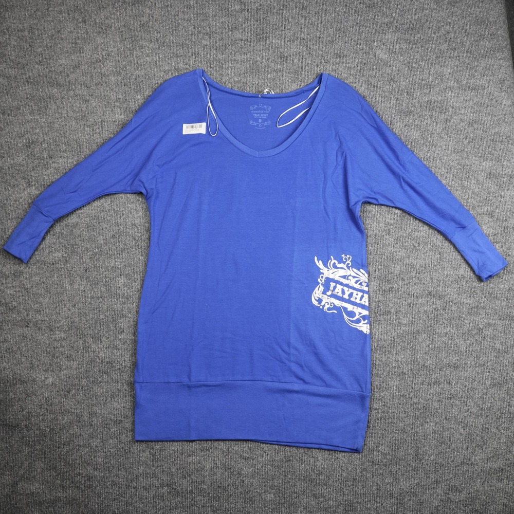 Kansas Jayhawks Dress Womens Small Blue‎ V-Neck 3/4 Sleeve College Meesh & Mia